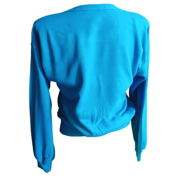 Medium Vintage 1980's New Wave Knit Sweatshirt Buckle Strap Pockets Nicolette - Picture 5 of 8